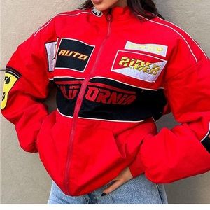 Racer bomber jacket red